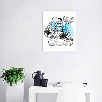 【高品質】ブルーローズにゃんこキャンバスアート オールブルー」F6号アートキャンバス | 絵画インテリアSHOP